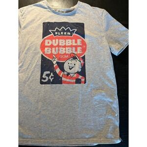Happy Boxer Fleer Dubble‎ Bubble Gum Graphic T Shirt Large Gray Casual Top